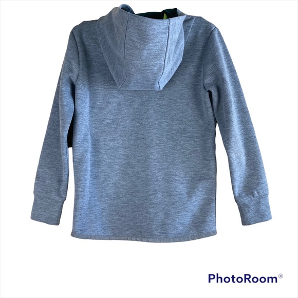 Boden Full Zip Hoodie Jacket Gray Yellow with thumb hole Sz 6-7 Y (122cm)unisex - Picture 2 of 5